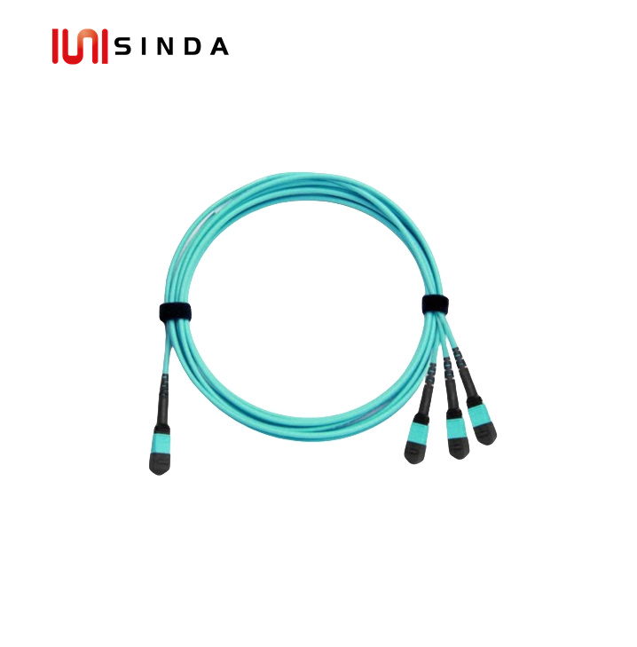 MTP® Conversion Cable, MTP®-24 UPC (Female) to 3 x MTP®-8 UPC (Female), 24 Fibers, Multimode (OM4), Plenum (OFNP), 0.35dB Max, Type B,